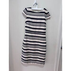 J.Crew Womens Striped Cap Sleeve Dress Size 4 Black & White Cotton Blend